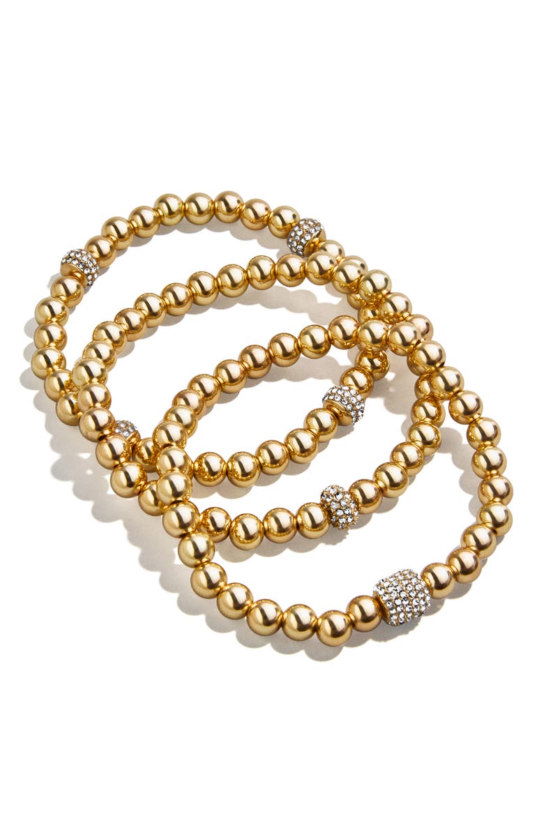 Set of 3 Pisa Beaded Bracelets, Alternate, color, BRASS/ GLASS CRYSTAL