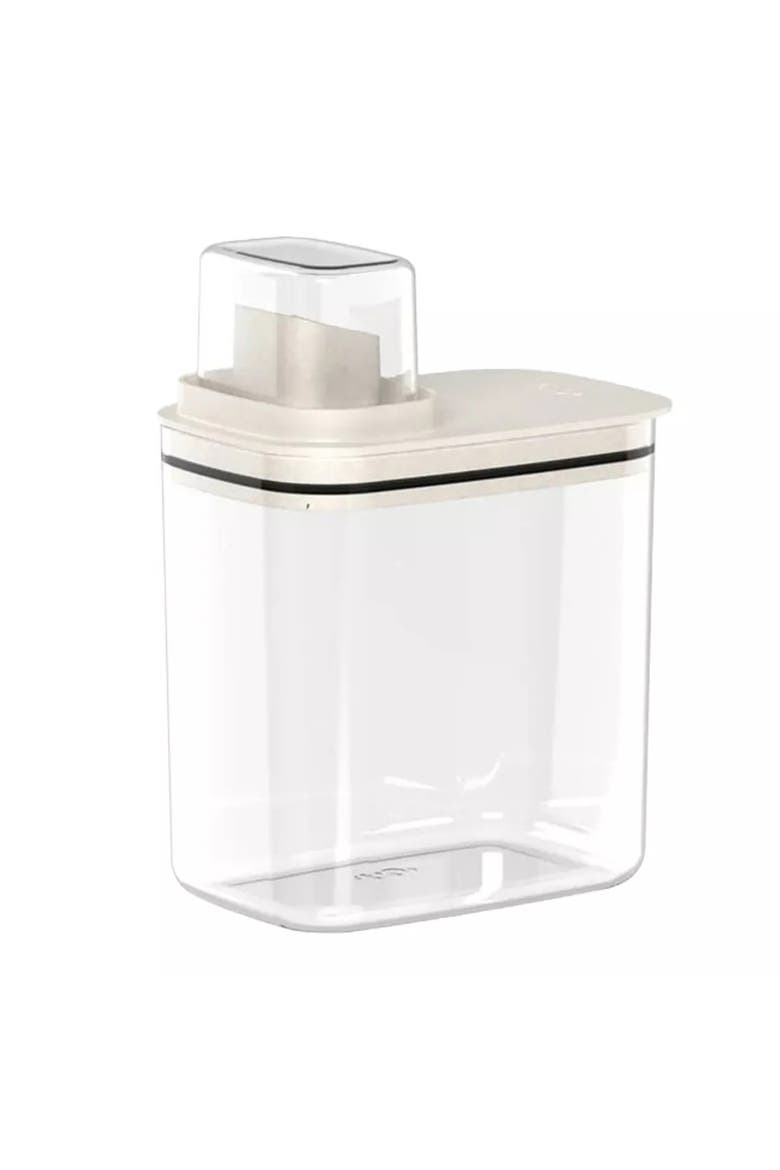 Durable Liquid Laundry Detergent Dispenser Organizer with Measuring Cap, 50 oz, Main, color, Clear/White