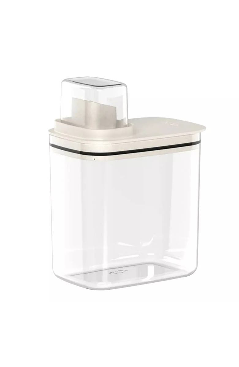 OU Durable Liquid Laundry Detergent Dispenser Organizer with Measuring Cap, 50 oz, Main, color, Clear/White