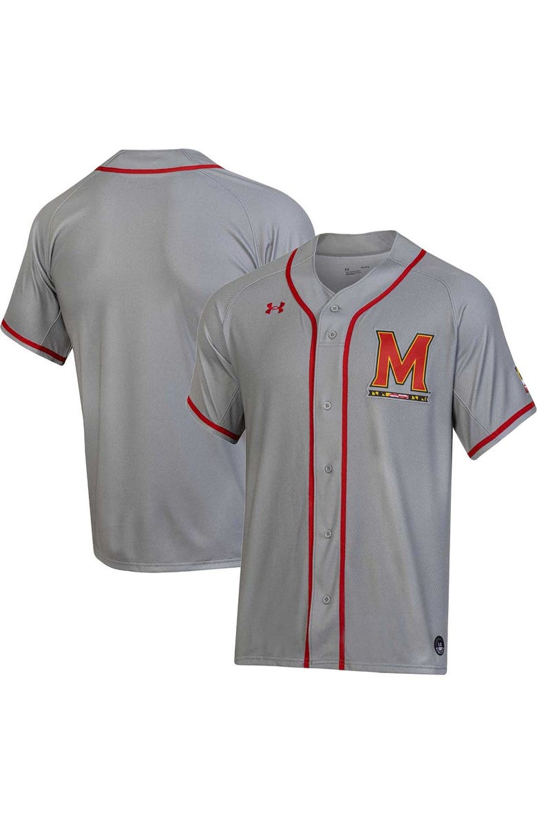 Under Armour Men's Under Armour Gray Maryland Terrapins Replica Baseball Jersey, Main, color, Gray