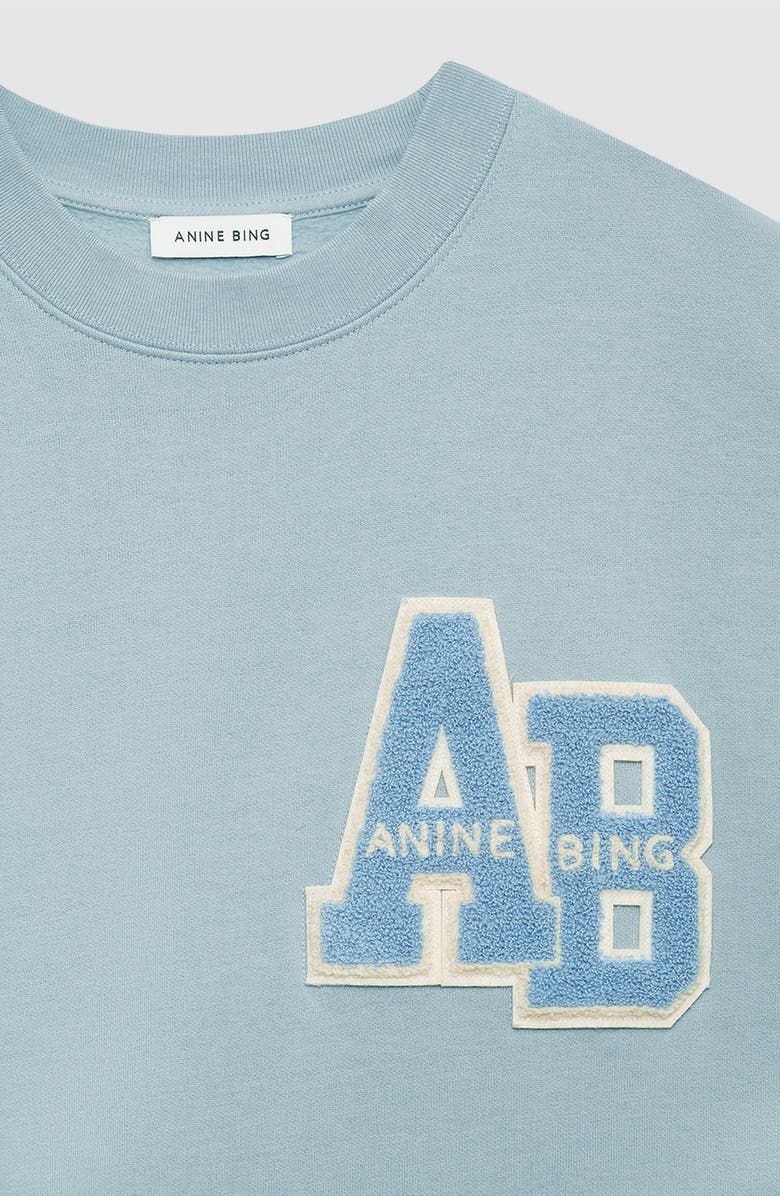 ANINE BING Miles Oversized Sweatshirt Letterman, Alternate, color, Pastel Blue