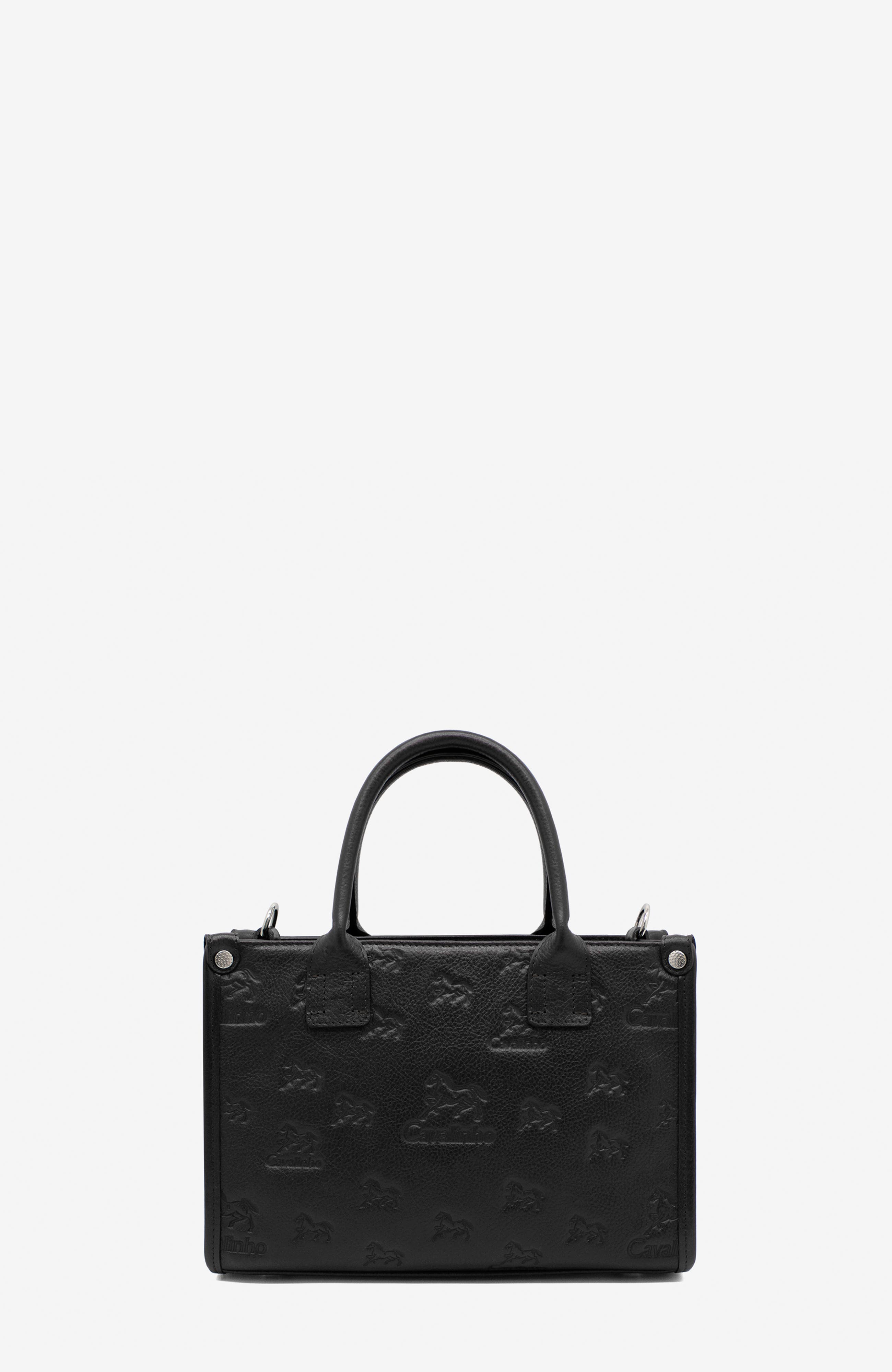 Cavalo Lusitano 524 Embossed Leather Handbag, Alternate, color, Black