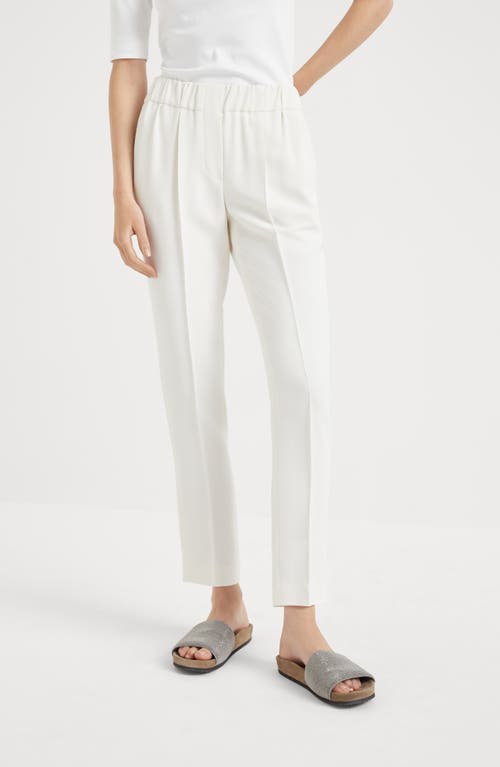 Brunello Cucinelli Pant Pleated Design Acetate Blend In Vanilla