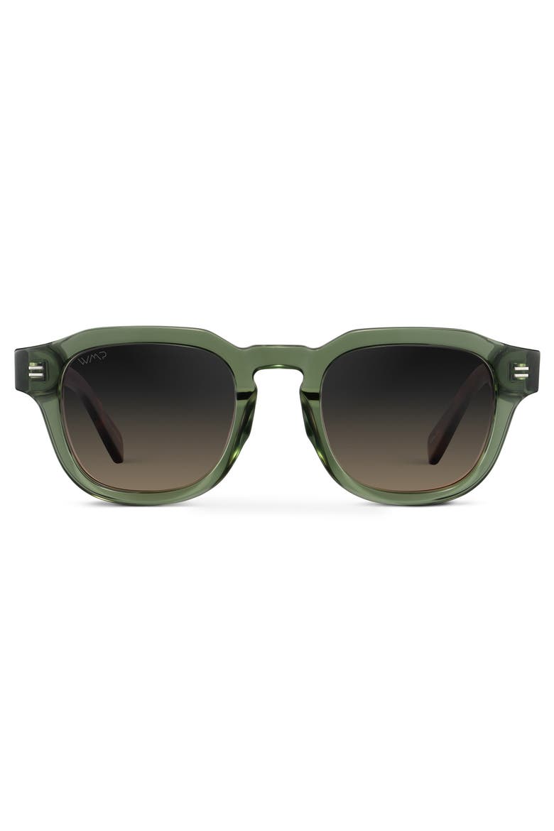 Nelson - 48mm Classic Square Polarized Sunglasses, Main, color, Crystal Agave Green