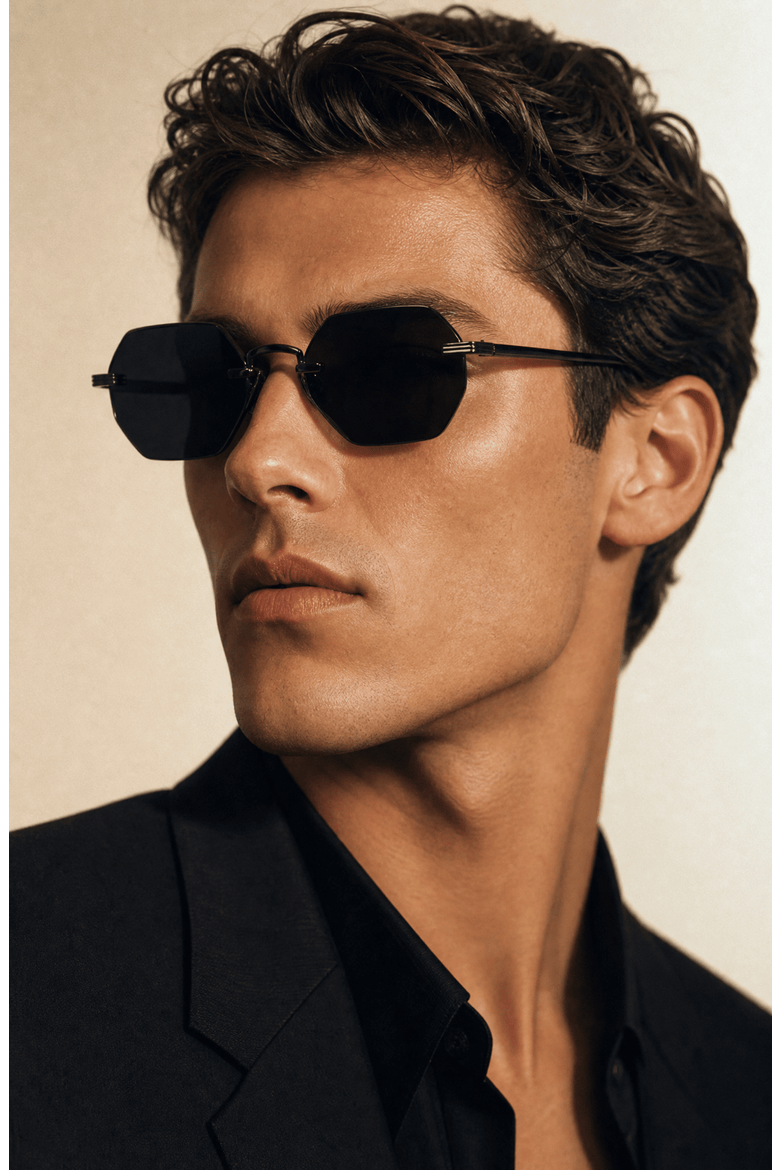 Vonne 51mm Rimless Sunglasses, Alternate, color, Black
