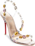Christian Louboutin Rosa Z Crystal Embellished Transparent Slingback Sandal