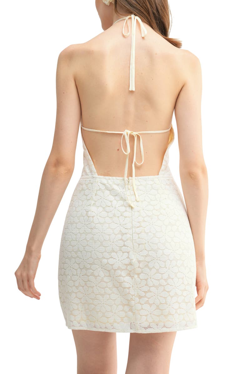 Lush Floral Textured Body-Con Halter Dress, Alternate, color,