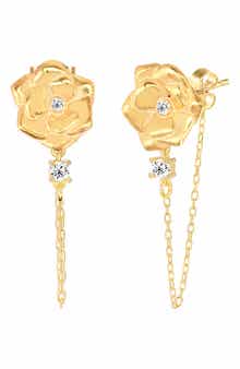 GABI RIELLE Rosebud CZ Chain Drop Earrings