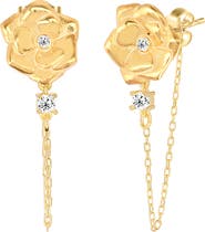 GABI RIELLE Rosebud CZ Chain Drop Earrings