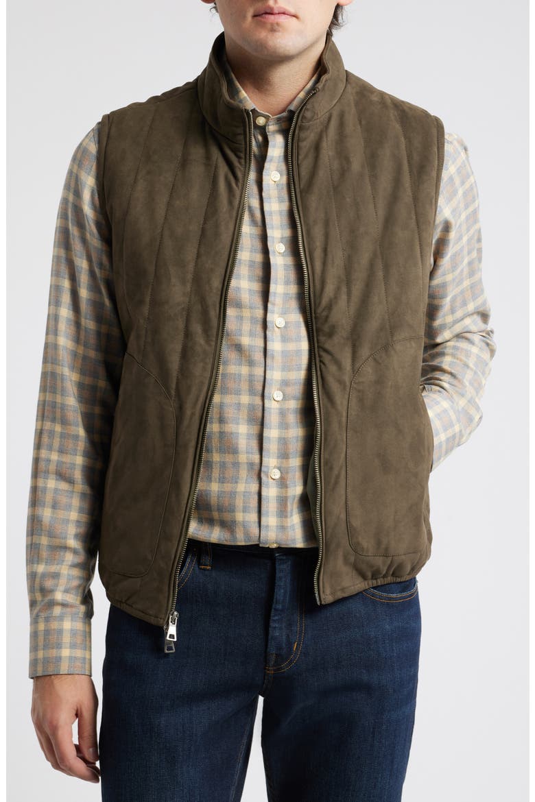 Faux Suede Quilted Vest, Alternate, color, COFFEE