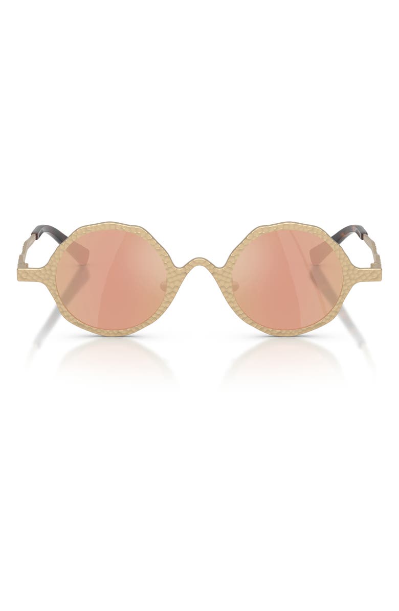 Emporio Armani 41mm Round Sunglasses, Main, color, Pale Gold / Brown Rose Gold
