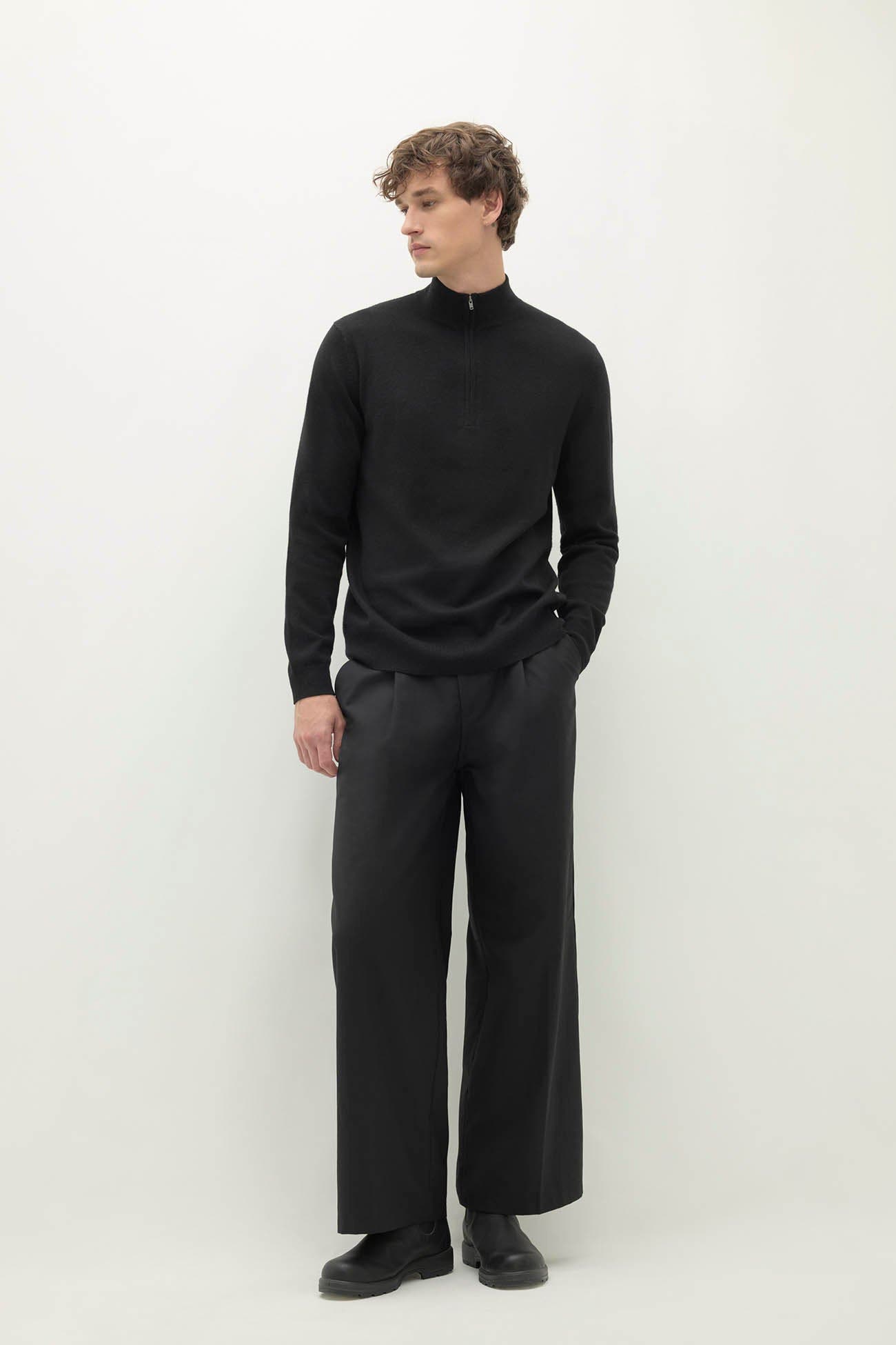 Naked Cashmere Phillip Cashmere Quarter-zip In Black