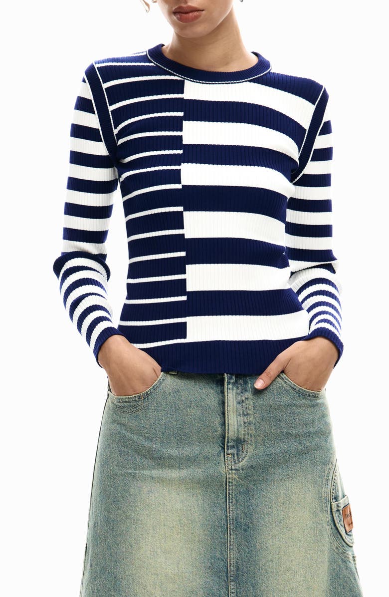 Desigual Stripe Rib Sweater, Main, color, 