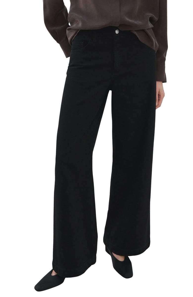 MANGO Wide Leg Jeans, Main, color, Black Denim