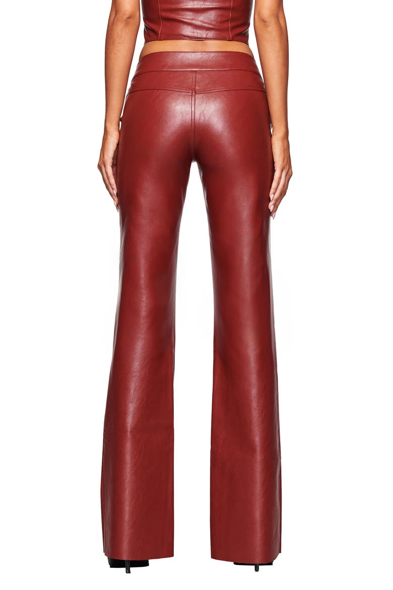Reika Faux Leather Flare Pants, Alternate, color, DARK RED