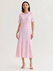 Misook Fit & Flare Intarsia Knit Maxi Dress
