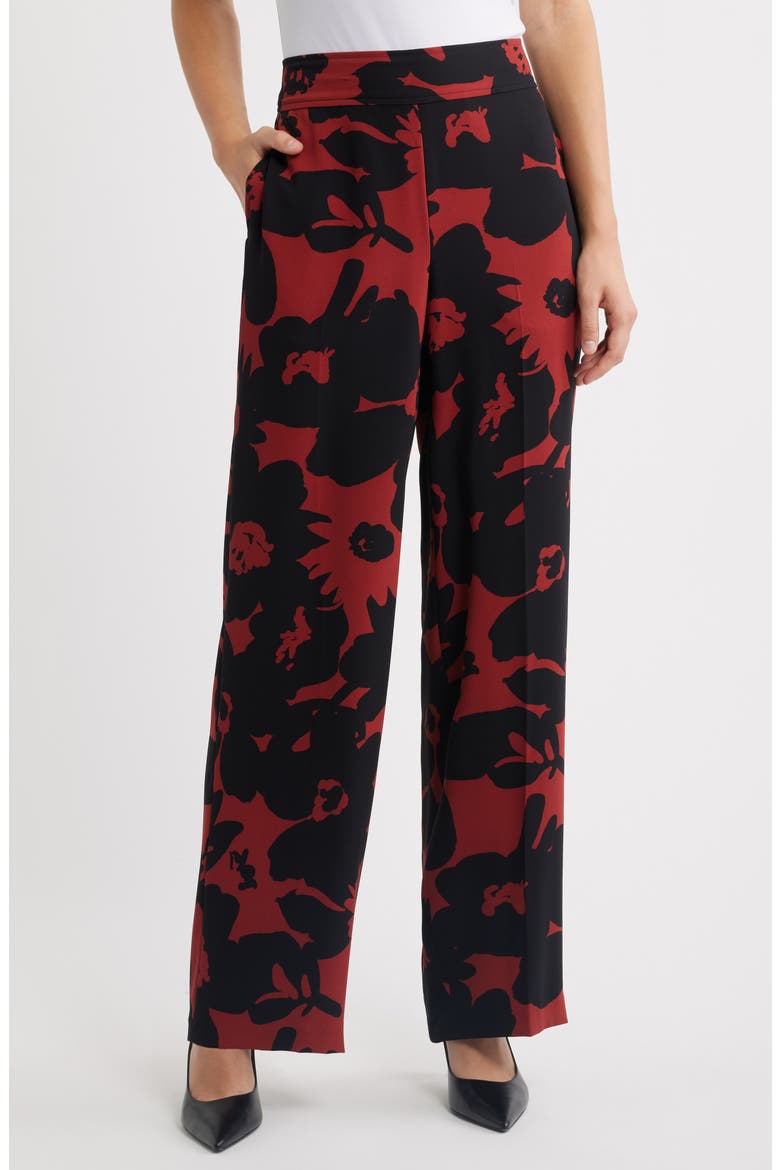 Floral High Waist Wide Leg Pants, Main, color, RUST/ ANNE BLACK