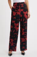 Anne Klein Floral High Waist Wide Leg Pants
