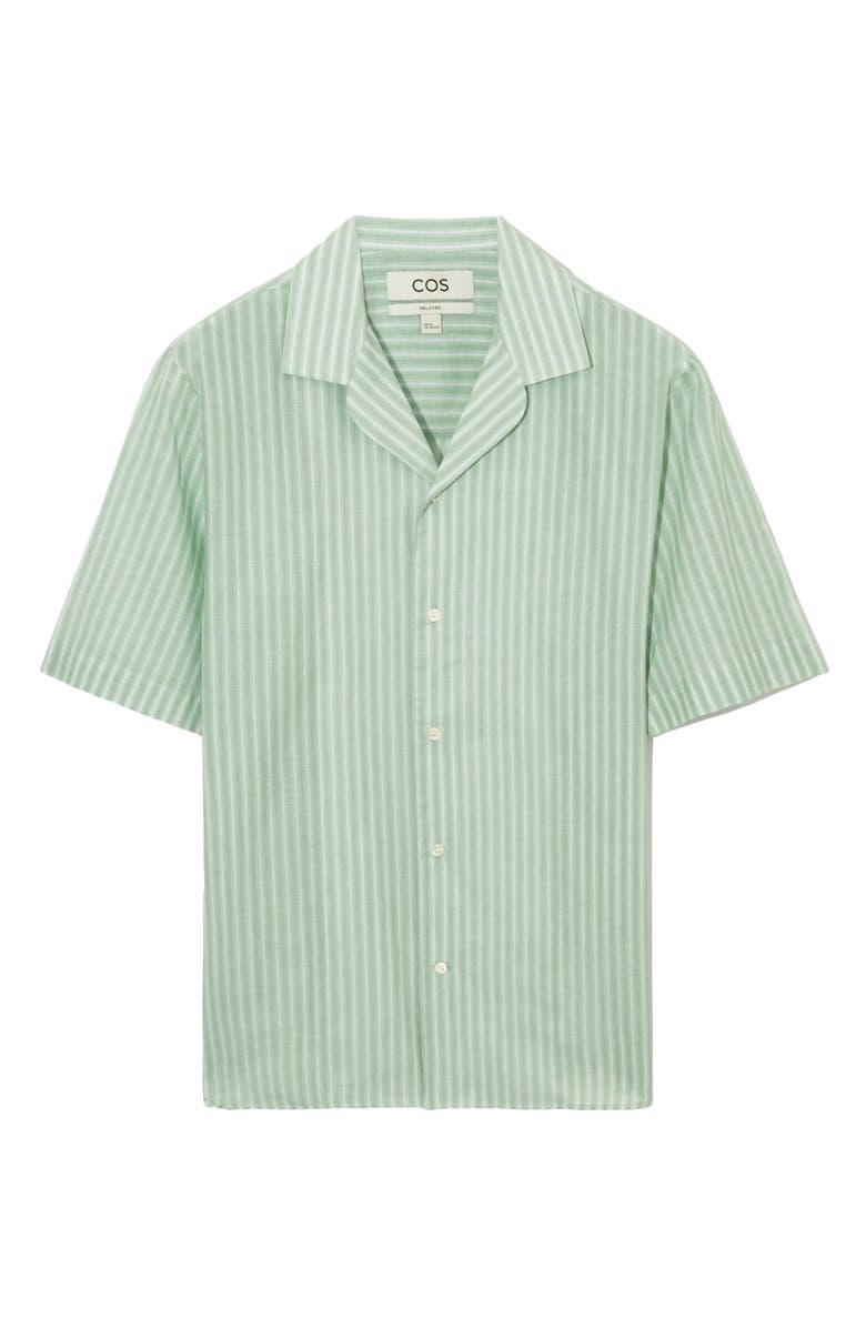 COS Stripe Short Sleeve Organic Cotton Button-Up Shirt, Alternate, color, 