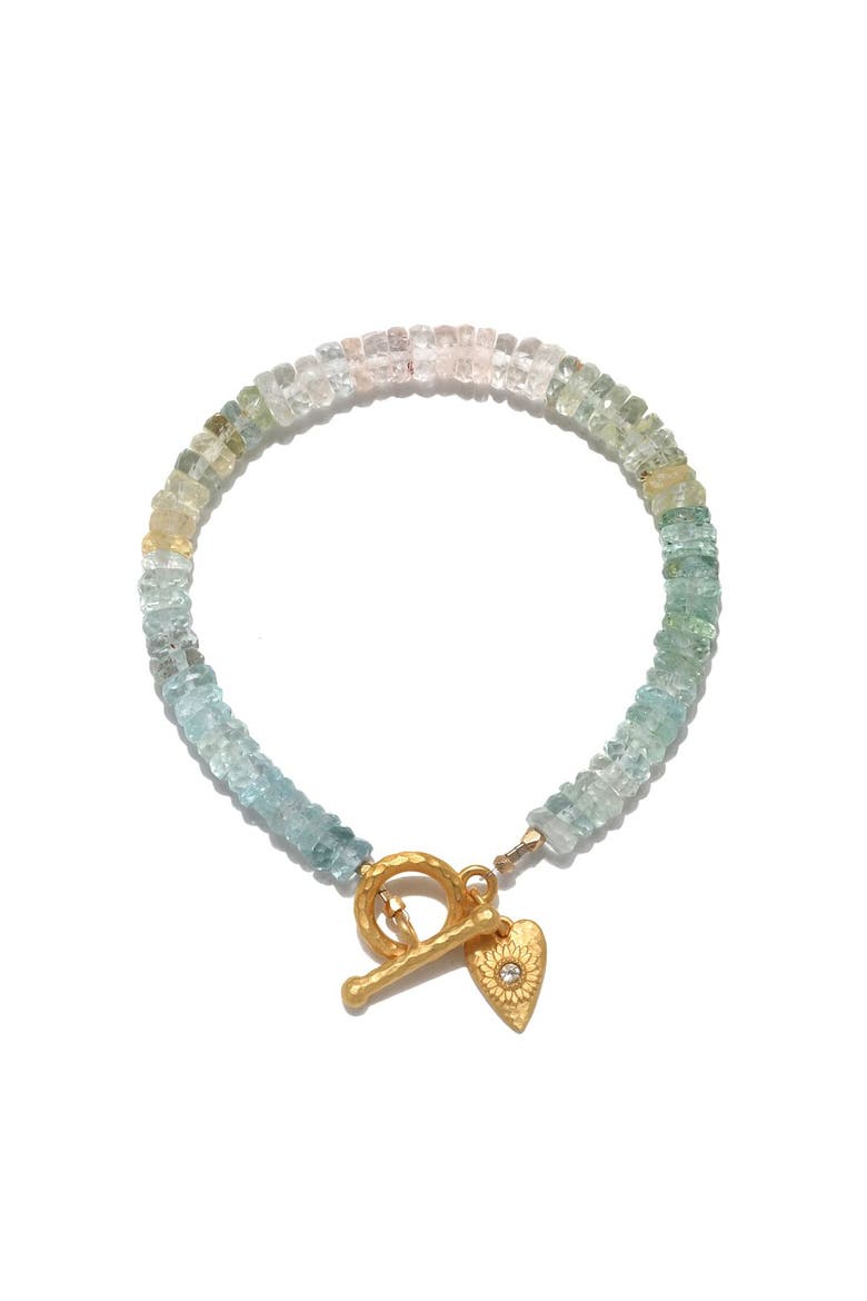 Tranquil Spirit Aquamarine Heart Toggle Bracelet, Main, color, Gold