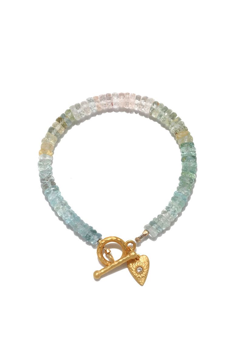 Satya Jewelry Tranquil Spirit Aquamarine Heart Toggle Bracelet, Main, color, 