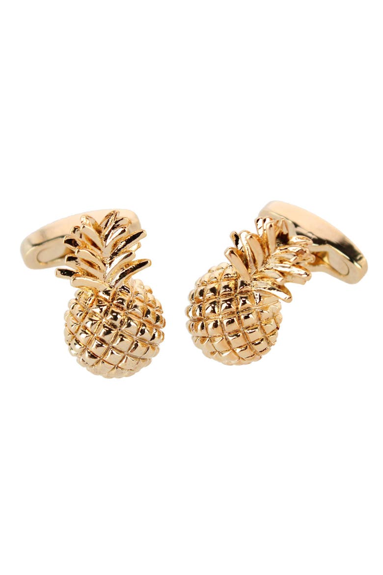 The Pineapple Crest Cufflinks, Main, color, Gold