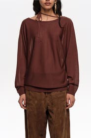 Bimba y Lola Boat Neckline Crossover Ties Sweater