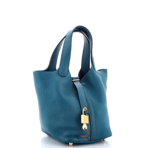 Pre-owned Hermes Hermes Picotin Lock Bag Clemence Pm In Blue