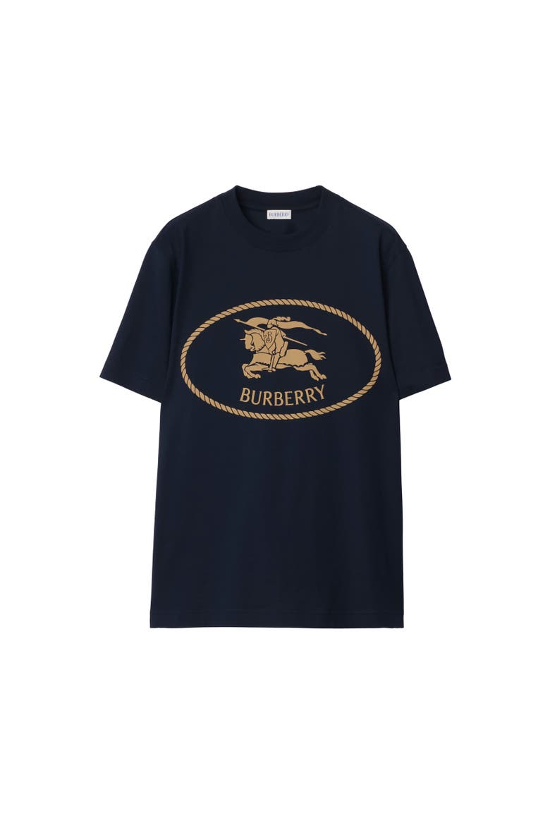 Knight Stamp Cotton T-shirt, Alternate, color, Navy