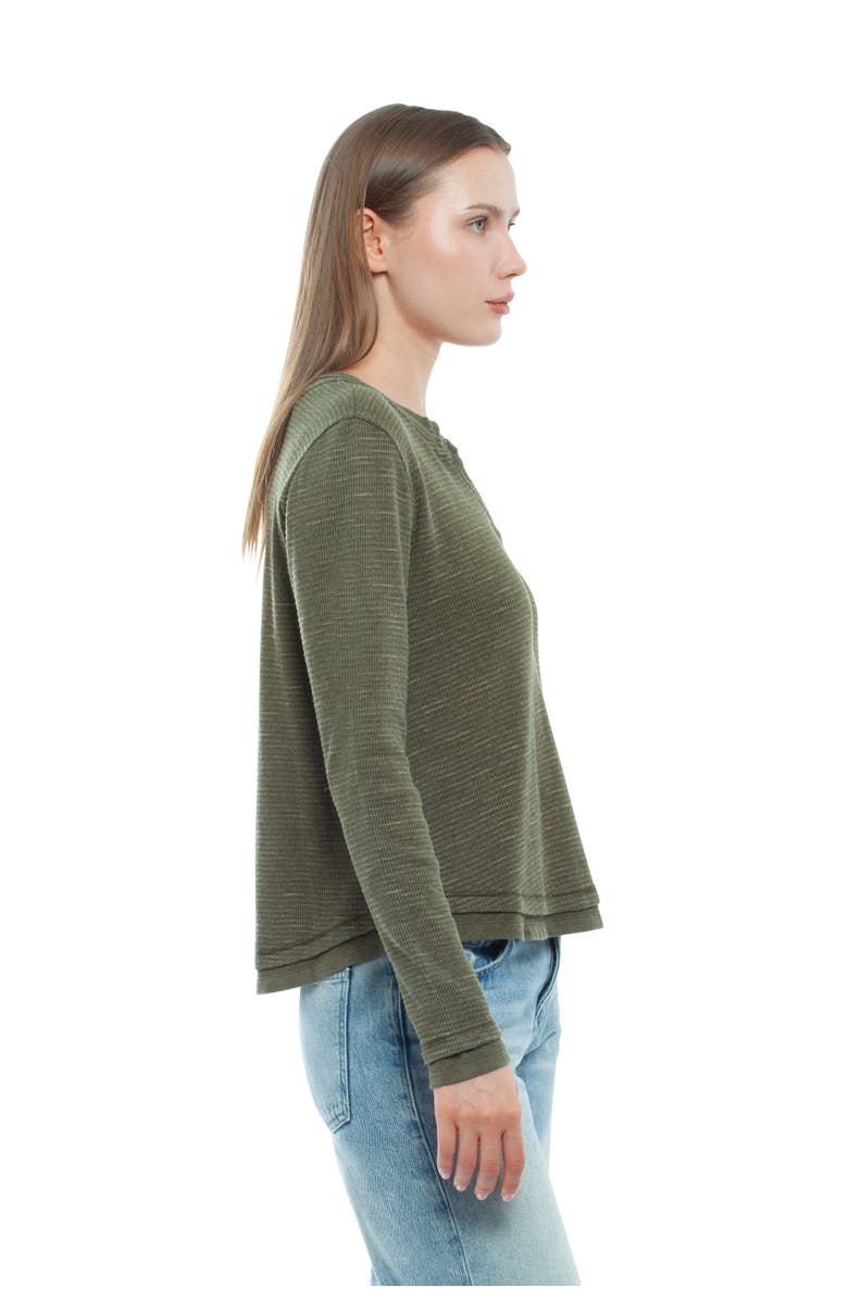 WILT Clothing Long Sleeve Henley Mock Double Layer Tee, Alternate, color, Eggnogg