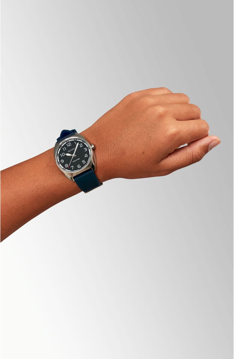 Nixon Mullet Silicone Strap Watch, Alternate, color, Silver / Teal