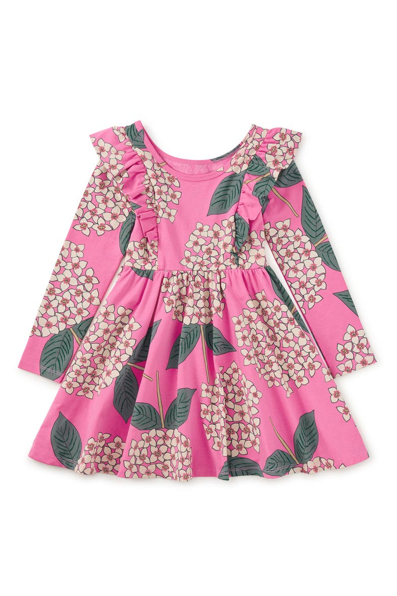 Ruffle Shoulder Ballet Dress, Alternate, color, Hydrangea Burst