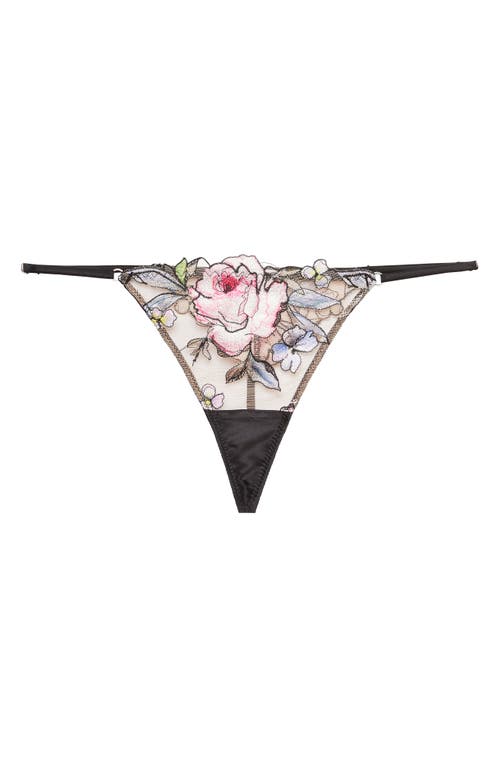Fleur Du Mal Fidelia Embroidered G-string In Black