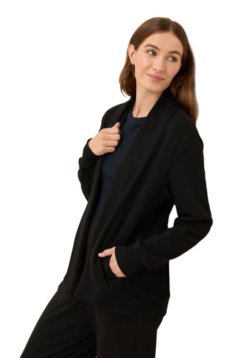Pact Airplane Short Drape Cardigan, Alternate, color, Black