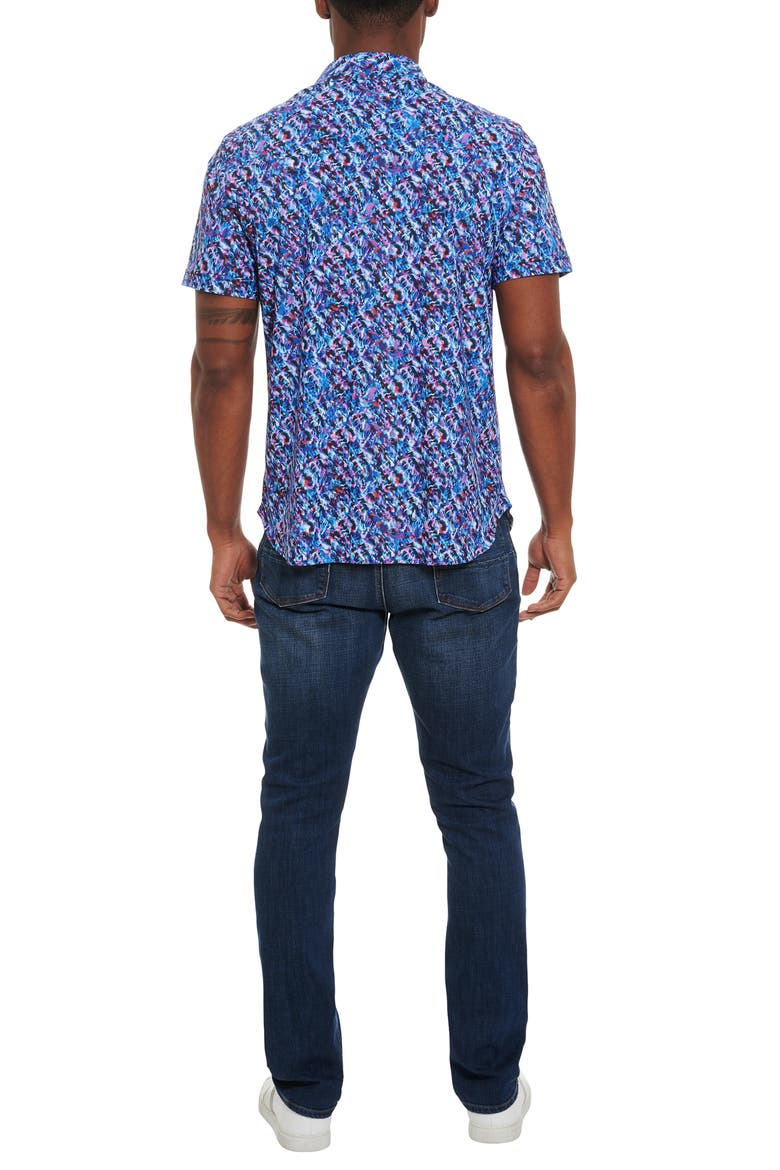 Extrasolar Short Sleeve Button-Up Performance Shirt, Alternate, color, BLUE MULTI