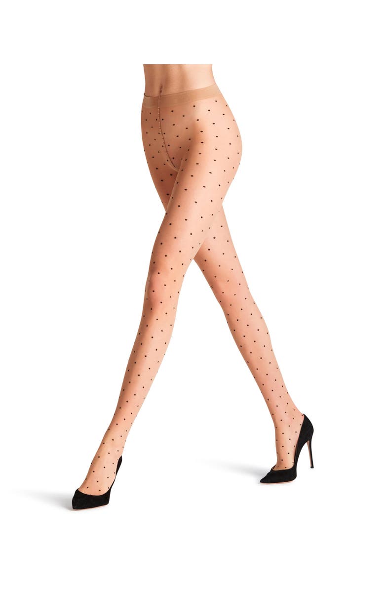 Falke Bicolour Dot 15 Denier Sheer Tights, Main, color, Powder