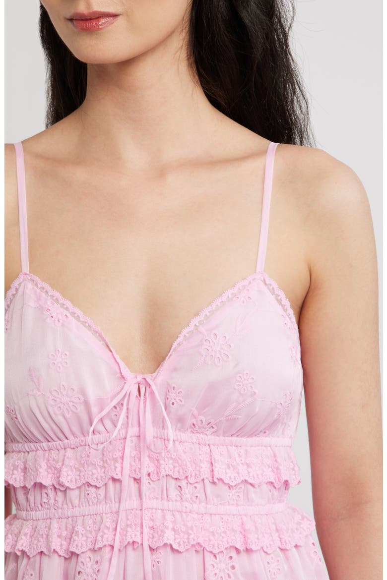 Ruffle Hem Eyelet Dress, Alternate, color, PINK