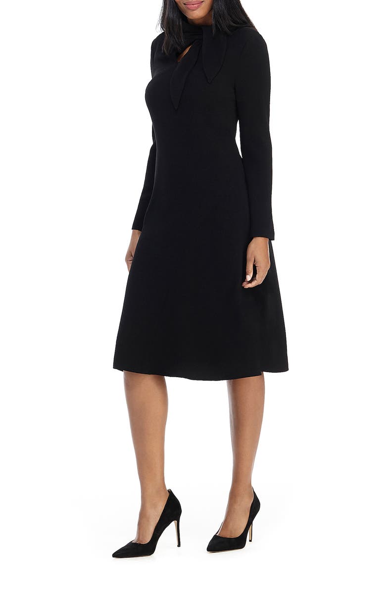 Maggy London Long Sleeve Tie Neck Dress, Alternate, color, 