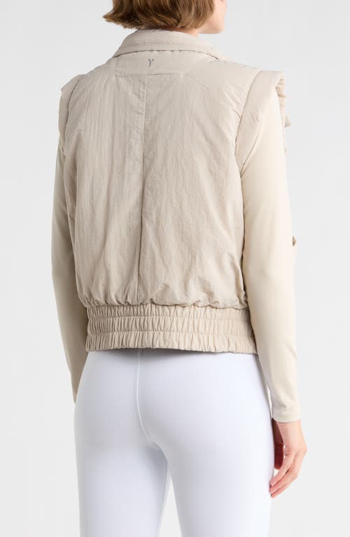 Yogalicious Crinkled Puffer Vest In Neutral