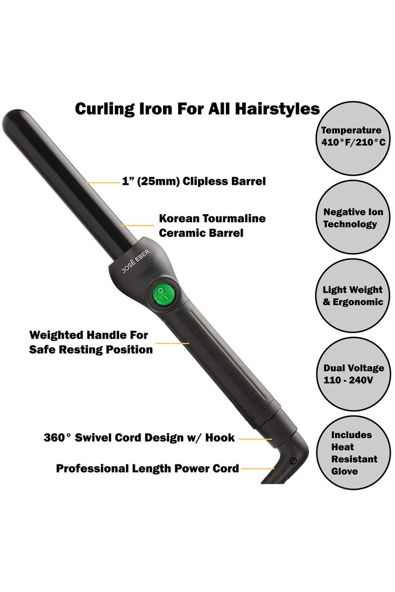 Clipless Curling Iron 1" (25Mm) Black, Ceramic Barrel, Ion Tech, Alternate, color, Black