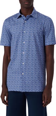 Bugatchi OoohCotton® Floral Print Short Sleeve Button-Up Shirt