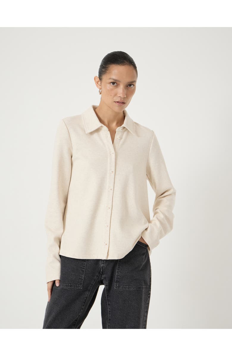 Hush Noa Button A-Line Polo Top, Main, color, Oatmeal Marl