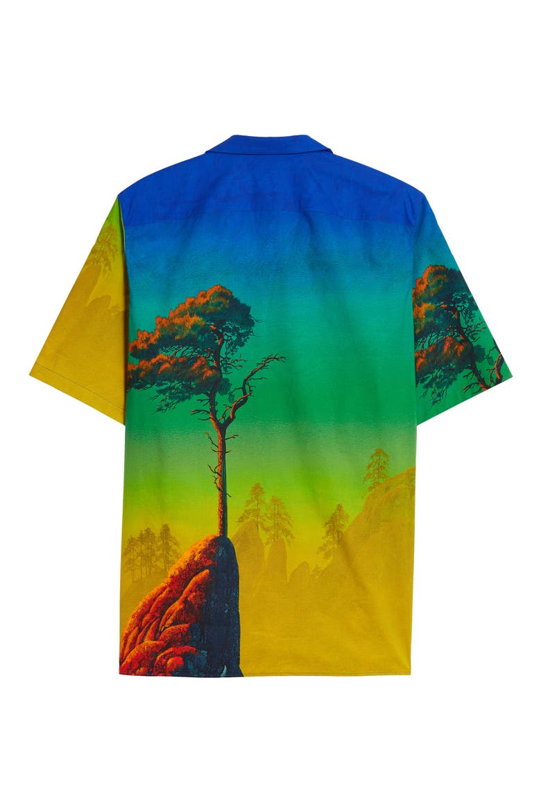 Dragon at Dawn Button-Up Short Sleeve Shirt, Alternate, color, BLUE MULTI