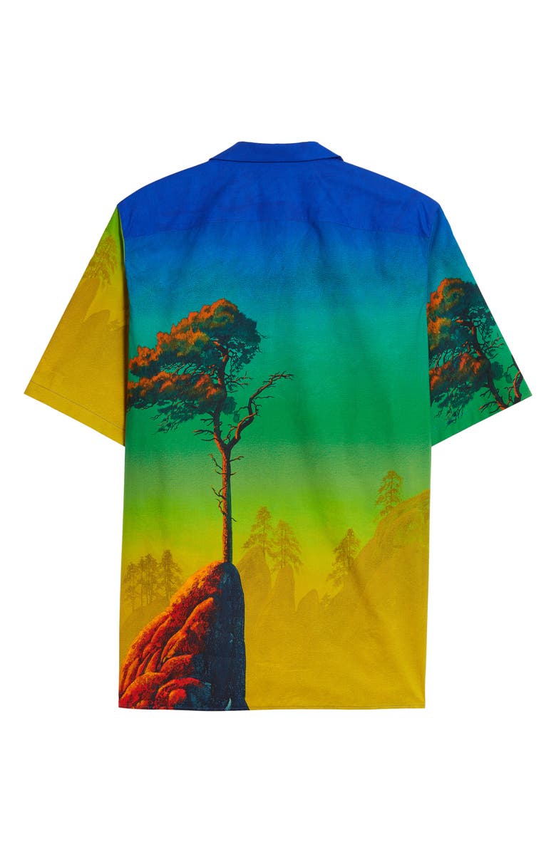 Valentino Dragon at Dawn Button-Up Short Sleeve Shirt, Alternate, color,