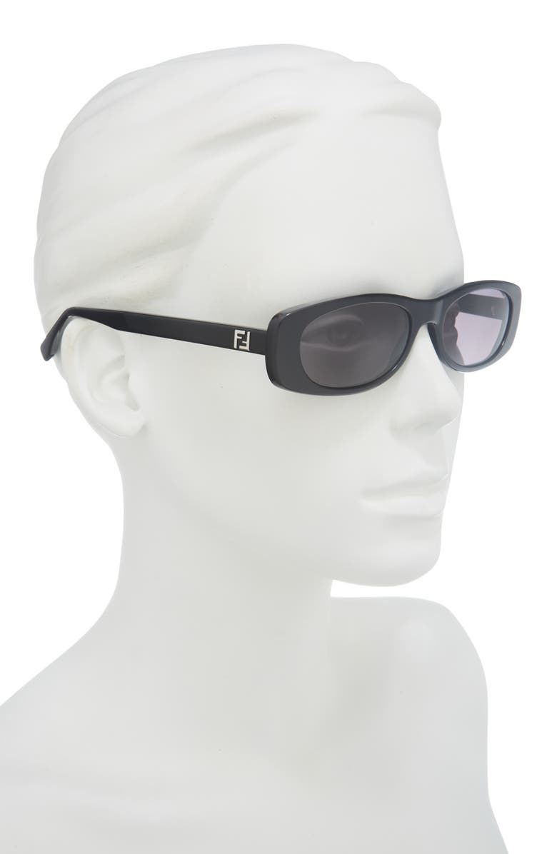 Fendi FF Squared 53mm Oval Sunglasses, Alternate, color, Shiny Black / Smoke