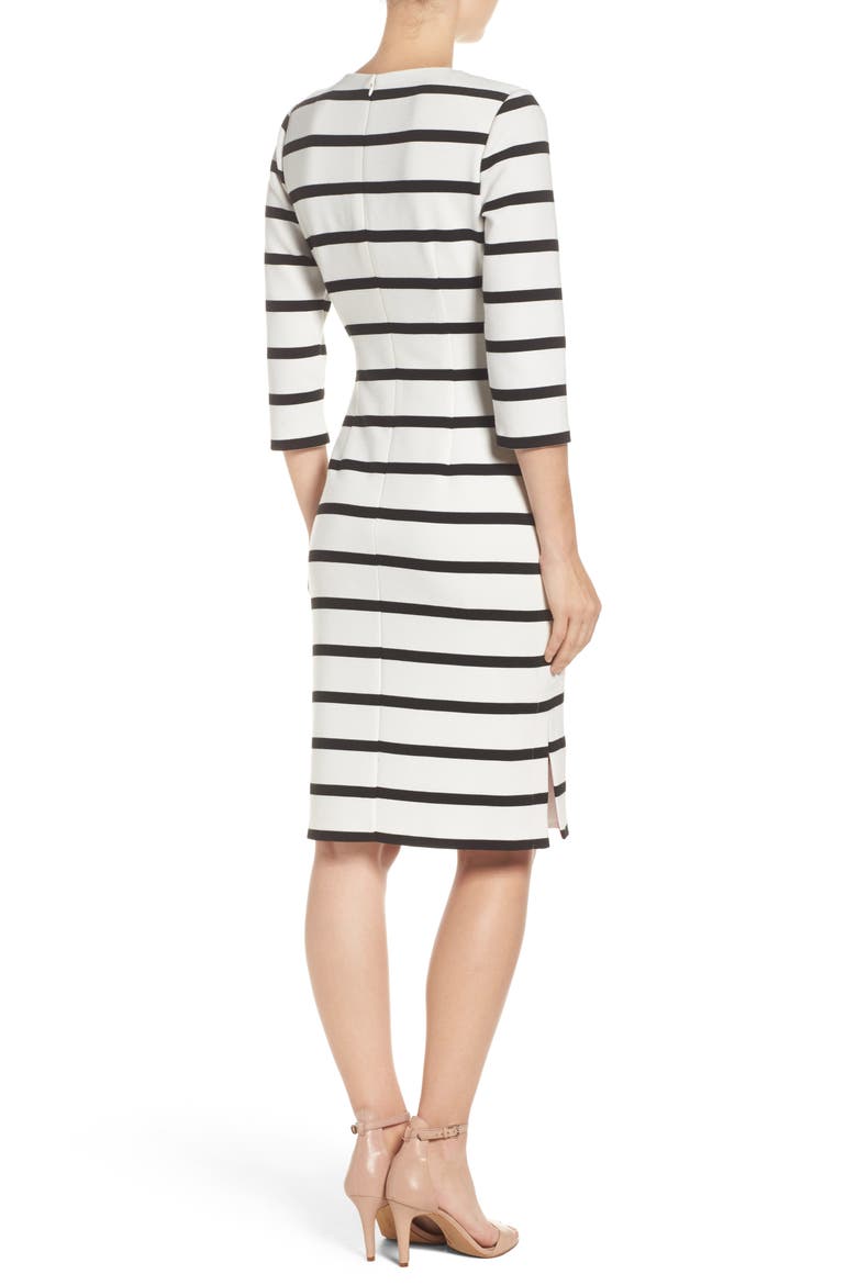 Stripe Lace-Up Sheath Dress, Alternate, color, IVORY/ BLACK