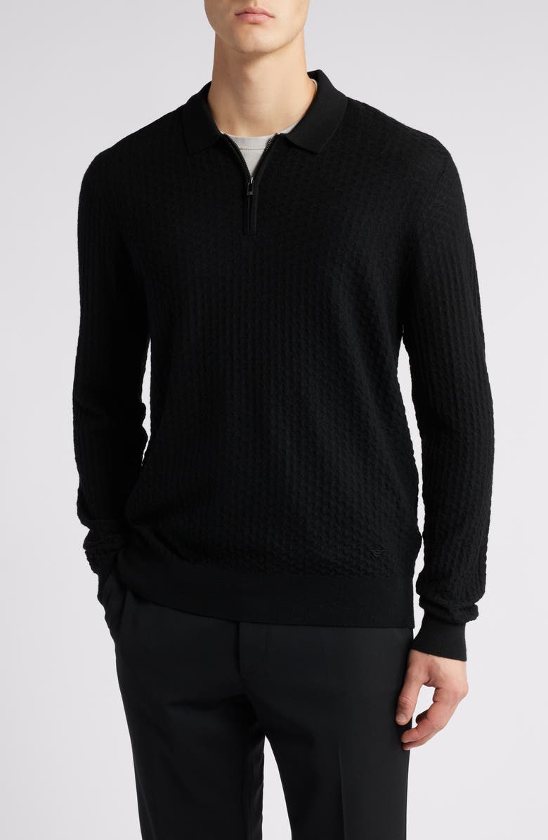 Emporio Armani Textured Wool Quarter Zip Sweater, Main, color,