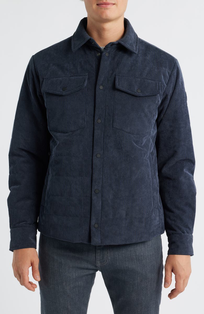 Save The Duck Magnus Water Repellent Corduroy Shirt Jacket, Alternate, color, Blue Black
