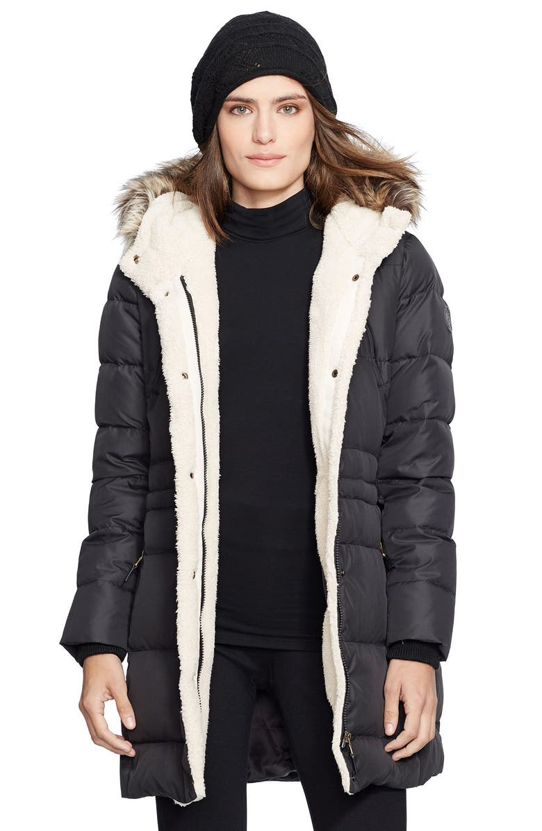 Lauren Ralph Lauren Faux Fur Trim Down & Feather Fill Parka, Alternate, color,