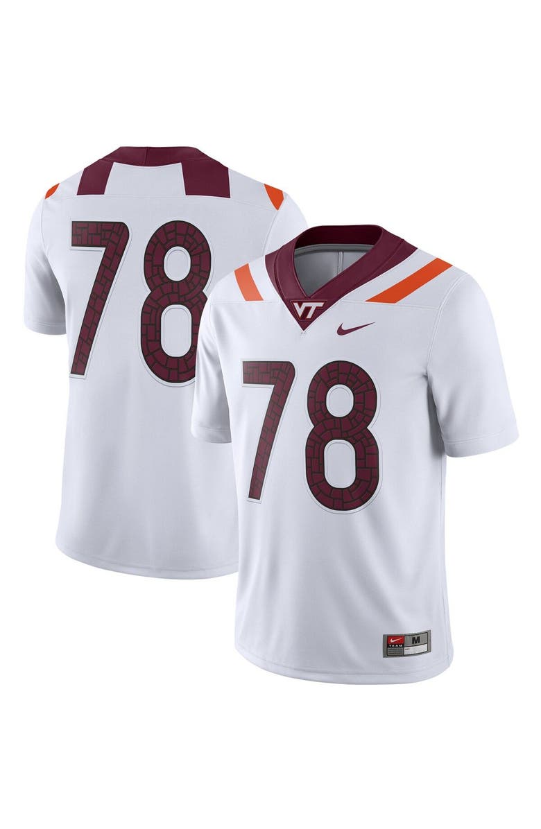Nike Men's Nike #78 White Virginia Tech Hokies Game Player Jersey, Main, color, 